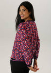 Aniston Retro Print Blouse – Colorful Geometric Long-Sleeve Top