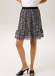 Aniston Printed Georgette Skirt – Flounced Hem & Elastic Waist