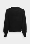 Black Knit Sweater with Pearl Detail