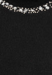 Black Knit Sweater with Pearl Detail